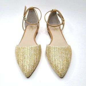 Seychelles Plateau Natural Raffia and Leather ankle Strap Flats in Beige - 8.5